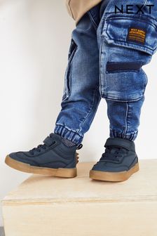 Navy Blue Warm Lined Easy Fastening High Top Spike Boots (U69315) | €36 - €41