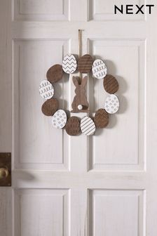 Brown Easter Wooden Bunny Wreath (U69429) | €20