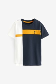 Navy Blue/Ochre Yellow Colourblock Short Sleeve T-Shirt (3-16yrs) (U69533) | €11.50 - €17.50