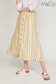 M&co Yellow Button-through Linen Skirt (U69537) | ‏140 ₪