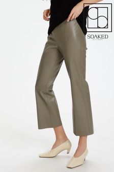 Soaked in Luxury Brown Kaylee PU Kickflare Trousers (U69848) | ₪ 279