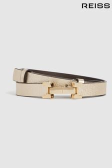 Reiss Gold Hayley Leather Square Hinge Belt (U70225) | MYR 556