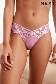 Pink Thong Floral Embroidered Knickers (U70371) | €6
