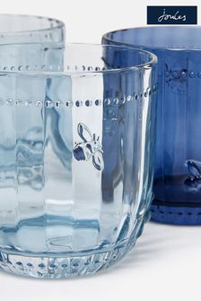 Joules Country Cottage Trinkgläser mit Bienenmotiv aus gepresstem Glas (U70604) | 13 €