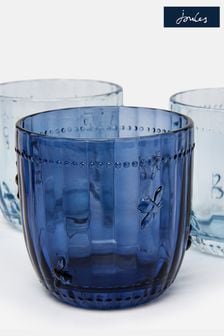 Темно-синий стакан из прессованного стекла с пчелкой Joules Country Cottage (U70605) | €12
