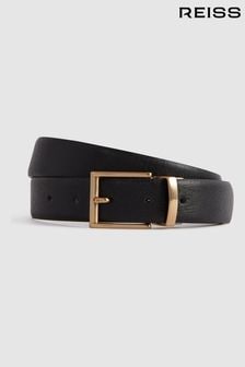 Reiss Black Ricky Reversible Leather Belt (U70735) | 520 SAR