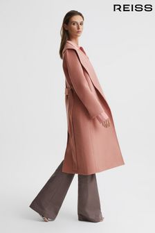 Розовый - Длинное пальто с шалевым воротником Reiss Freja (U70742) | €530