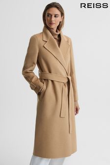 Reiss Camel Agnes Petite Belted Blindseam Wool Longline Coat (U70743) | 468 €