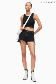 AllSaints Heidi Black Denim Shorts (U70907) | KRW113,300