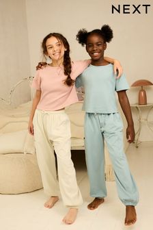 Różowo-zielona - Zestaw 2 piżam w stylu utility (3-16 lat) (U70974) | 108 zł - 143 zł