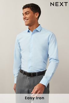 Голубой - Зауженный крой - Рубашка с одним манжетом из легкой в уходе ткани (U71043) | €20