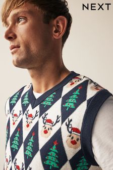 Okrągły dekolt - Dzianinowy sweter świąteczny o regularnym kroju (U71113) | 64 zł