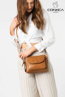 Dunkles Beige - Conkca Dainty Umhängetasche aus Leder (U71228) | 76 €