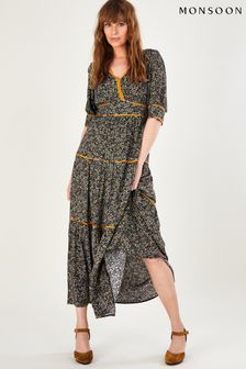 Monsoon Ditsy Black Fit and Flare Midi Dress (U71390) | 102 €
