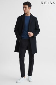 Reiss Black Gable Single Breasted Wool Overcoat (U71427) | 396 €