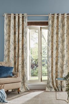 Laura Ashley Seaspray Blue Pussy Willow Lined Lined  Pencil Pleat Curtains (U71455) | €85 - €290