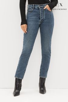 Armani Exchange Mid Wash Carrot Fit Cropped Jeans (U71502) | $198