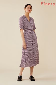 Finery Purple Danette Midi Viscose Tile Dress (U71614) | ₪ 368