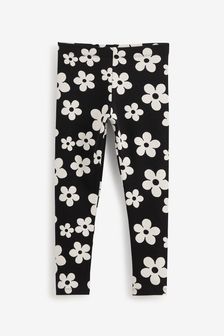 Black/White Floral Printed Leggings (3-16yrs) (U71679) | kr76 - kr152