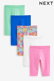 Pink/ Blue/ Green/ Floral Print 5 Pack Cropped Leggings (3-16yrs) (U71696) | €16 - €22