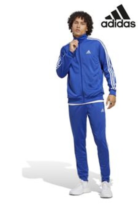 adidas Blue Sportswear Basic 3-stripes Tricot Tracksuit (U71822) | $142