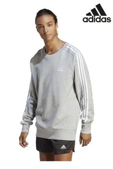 adidas Grey Sportswear Essentials French Terry 3-Stripes Sweatshirt (U71868) | kr519