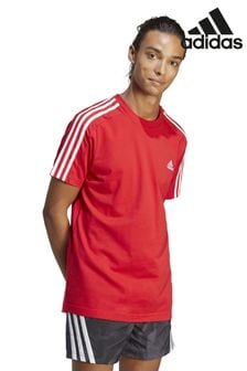 Rot - adidas Essentials Single Jersey-T-Shirt mit 3 Streifen (U71894) | 36 €