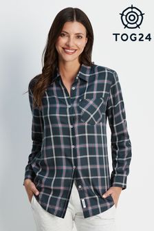 Tog 24 Blue Candice Check Boyfriend Fit Shirt (U71904) | $94
