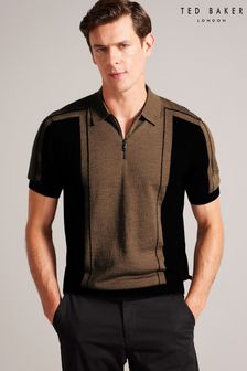 Ted Baker Natural Jesty Tan Zip Neck Merino Polo Shirt (U71931) | kr1 560