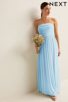 Light Blue Mesh Multiway Bridesmaid Wedding Maxi Dress (U71970) | $109