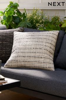 Black/White Mono Textured Weave Indoor/Outdoor 50 x 50cm Cushion (U71977) | ￥3,400