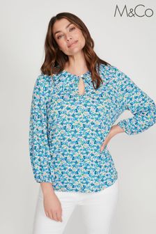 M&Co Blue Ditsy Print Collar Top (U72082) | €37