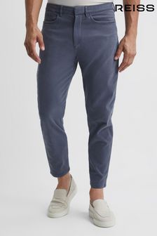 Reiss Airforce Blue Hammond Brushed Cotton Relaxed Fit Trousers (U72213) | 941 QAR