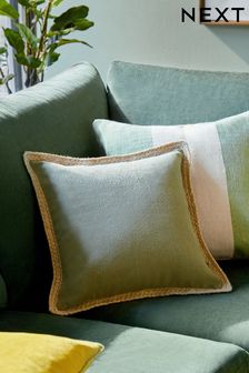 Sage Green Sorrento Jute Edge Indoor/Outdoor 43 x 43cm Cushion