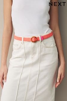 Pink Skinny Raffia Belt (U72706) | $21