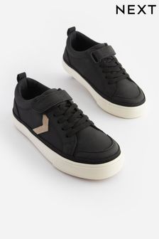 Black Wide Fit (G) Elastic Lace Touch Fastening Chevron Trainers (U72708) | NT$750 - NT$1,070