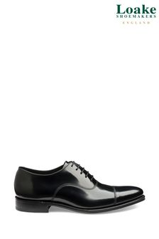 Loake Smith Black Polished Oxford Toe Cap Shoes