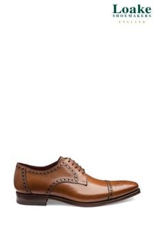 Brown - Loake Foley Calf Leather Semi Brogue Shoes (U72723) | kr3 850