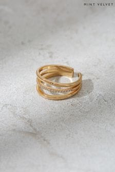 Mint Velvet Gold Tone Plated Triple Claw Pave Ring (U72733) | 60 €