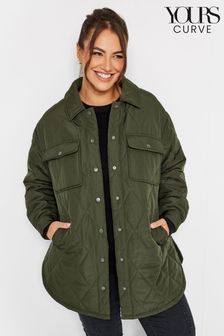 Yours Curve Green Light Weight Short Quilted Jacket (U72738) | $121