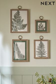 Set of 4 Green Botanical Framed Wall Art (U72895) | 270 zł