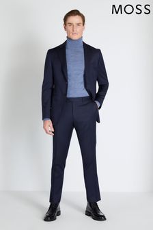 Moss x Reda Blue Slim Fit Navy Twill Suit: Jacket (U72908) | AED1,341