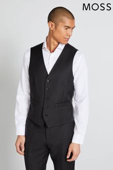 Moss x Cerutti Tailored Fit Black Twill Suit: Waistcoat (U72913) | ￥18,100