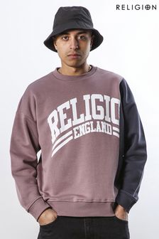 Religion Purple Relaxed Fit Sweatshirt with Dropped Shoulders and Graphic (U73094) | 107 €