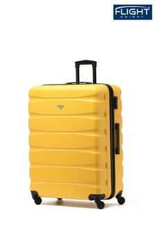 Żółty/czarny - Lekka duża sztywna walizka w kratkę Flight Knight na 4 kółkach (U73160) | 505 zł