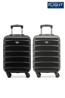 Negro + Antracita - Juego de 2 maletas rígidas de cabina con ruedas de 55x35x20 cm compatible con EasyJet de Flight Knight (U73194) | 127 €