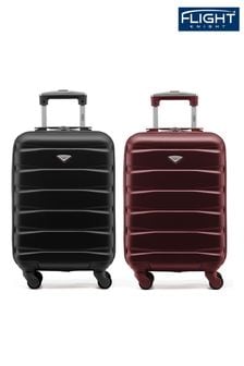 Negro + Burdeos - Juego de 2 maletas rígidas de cabina con ruedas de 55x35x20 cm compatible con EasyJet de Flight Knight (U73195) | 127 €
