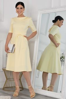 Jolie Moi Yellow Maayan Fold Neck Dress (U73568) | 121 €