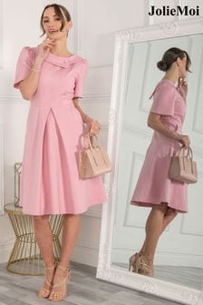 Jolie Moi Pink Valencia Button Collar Dress (U73574) | €39