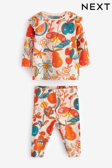 Peach Pink Floral Baby Top And Legging Set (U73844) | $17 - $20
